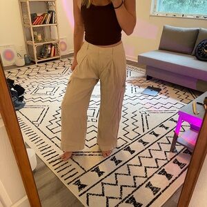 Women's Cream Wide-Leg Tailored Cargo Pants